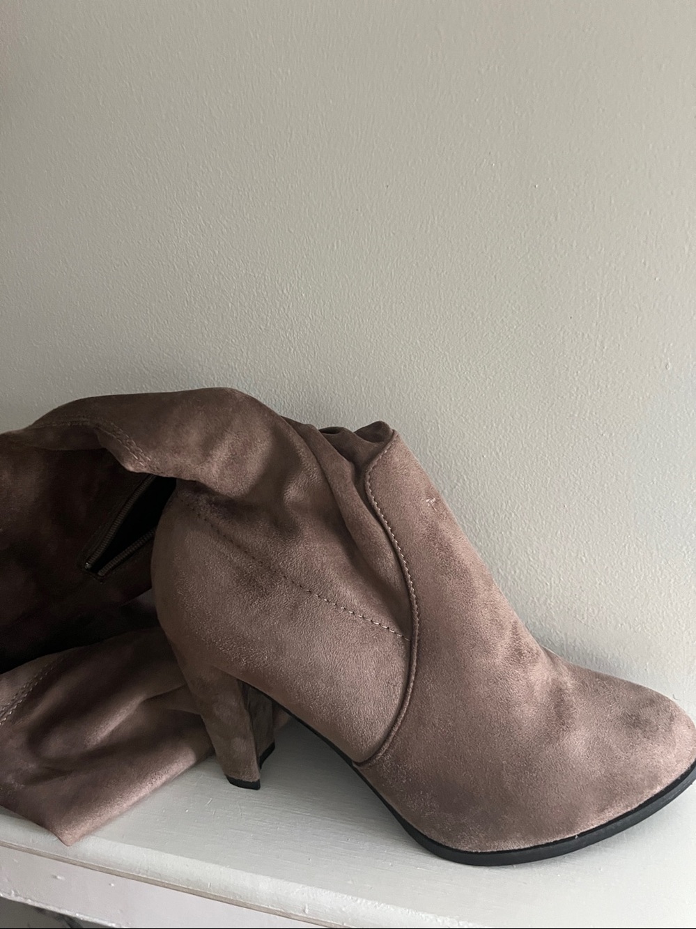 Thigh high faux suede boots